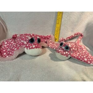 The Petting Zoo Pink Spotted Eagle Ray Plush Lot of 2 11" & 8" Sea Animal Toys